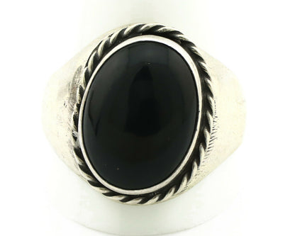 Navajo Ring .925 Silver Handmade Black Onyx Native American Artist C.80's