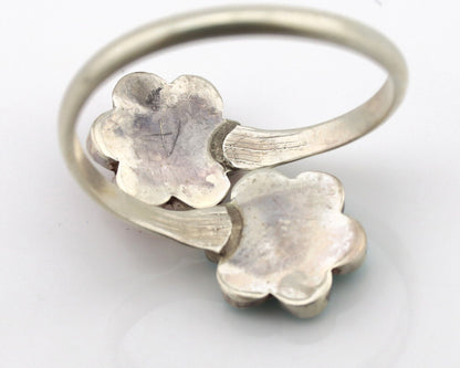 Zuni Flower Ring 925 Silver Turquoise & Coral Native American Artist C.80's