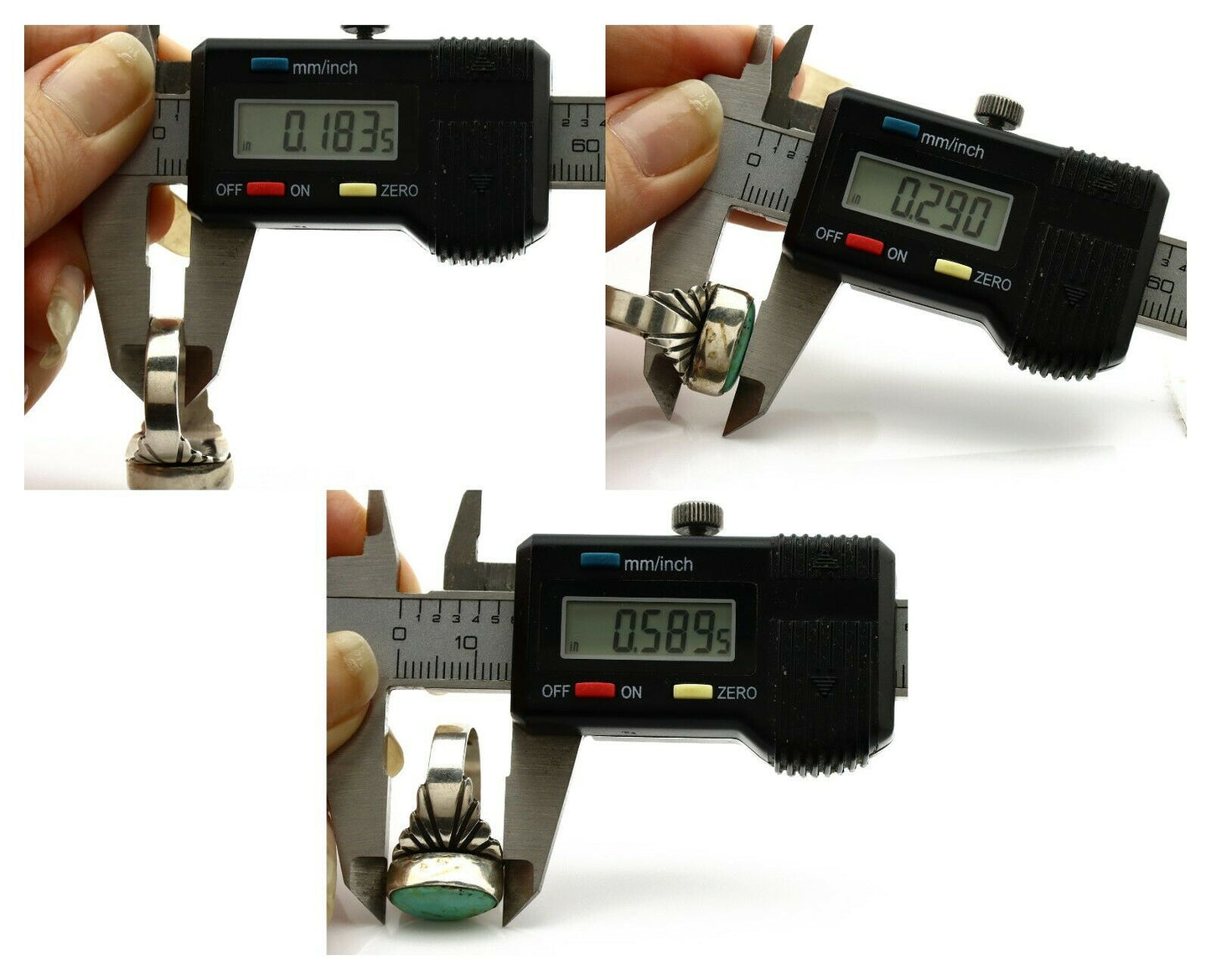 Navajo Ring .925 Silver Kingman Turquoise Artist Signed Apache C.80's