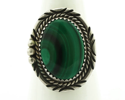 Navajo Ring 925 Silver Natural Green Malachite Signed William Denetdale C.80's