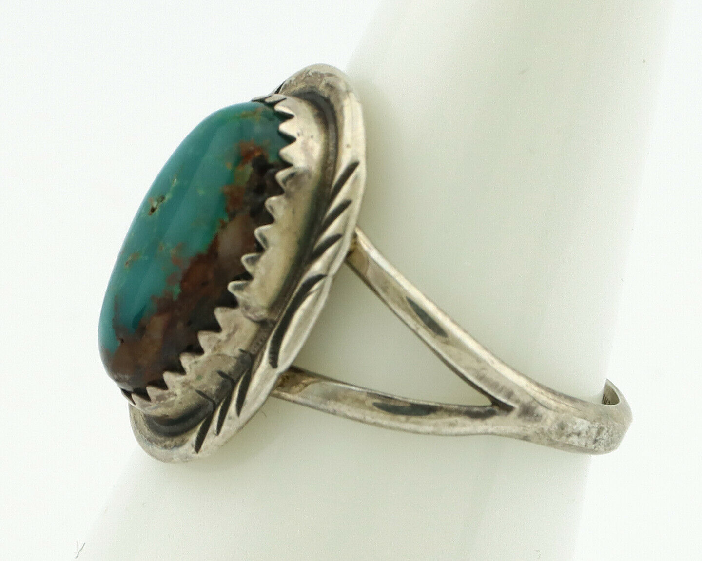 Navajo Ring .925 Silver Natural Turquoise Native American Artist C.80's
