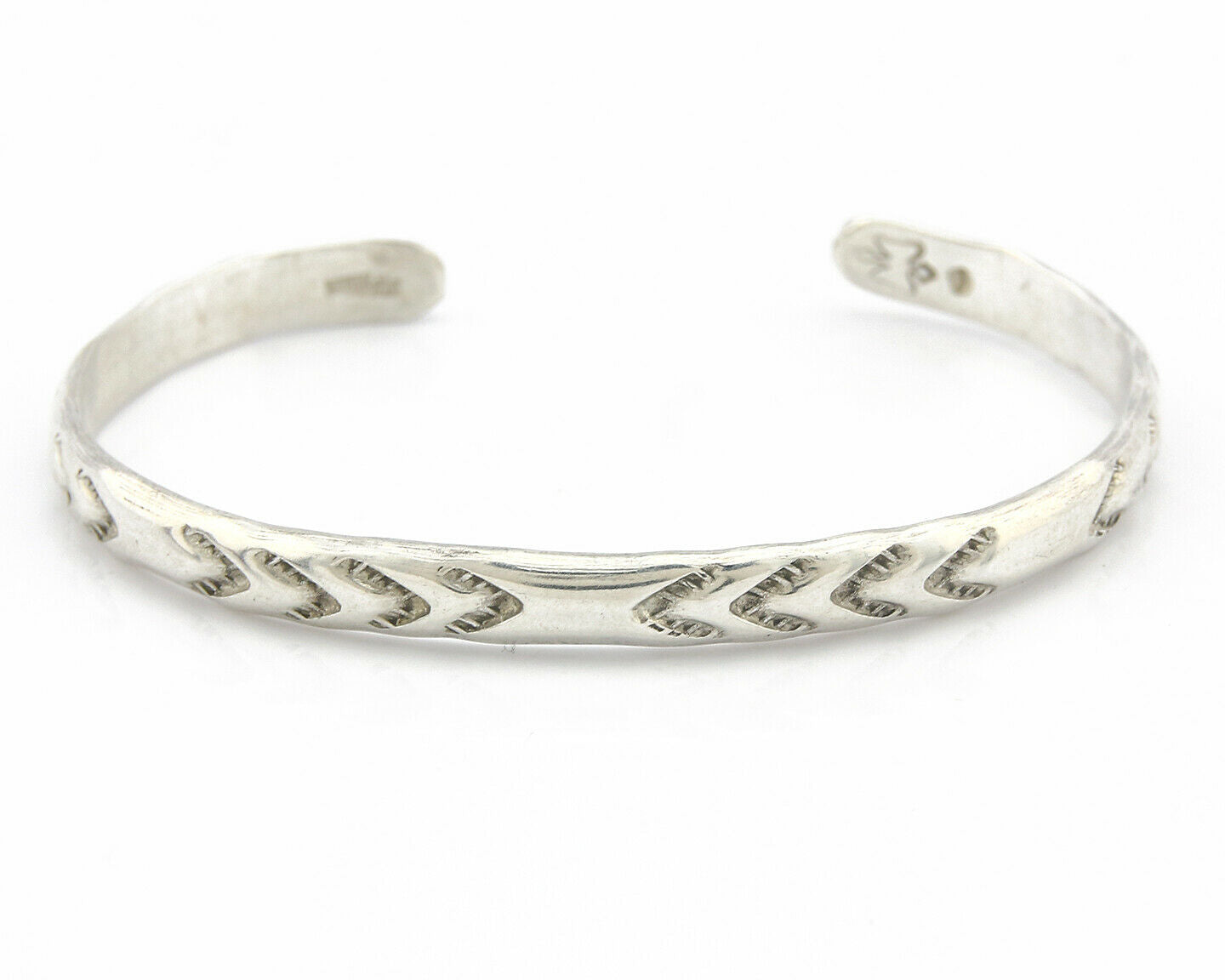 Navajo Bracelet .925 Silver Hand Stamped Arrow Head Artist Montoya C.80's