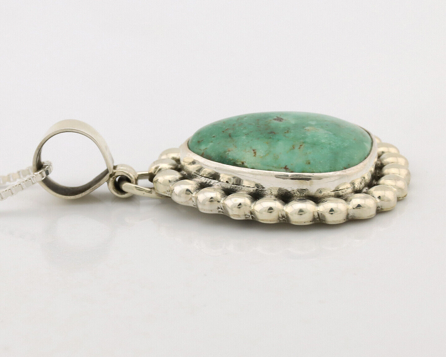 Navajo Necklace .925 Silver Kingman Turquoise Native American Signed C.1980's