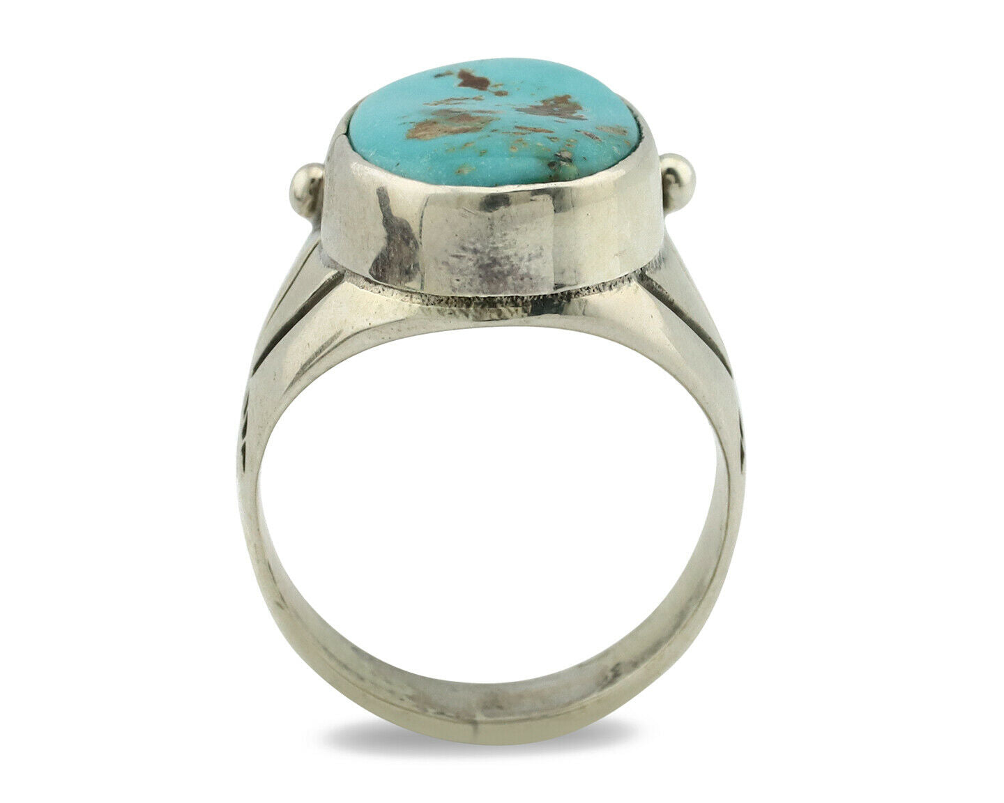 Navajo Ring .925 Silver Blue Southwest Turquoise Native Artist C.80's