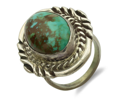Navajo Ring .925 Silver Kingman Turquoise Signed Billy Eagle C.1980's