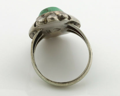 Navajo Ring .925 Silver Green Turquoise Signed Sun C.80's