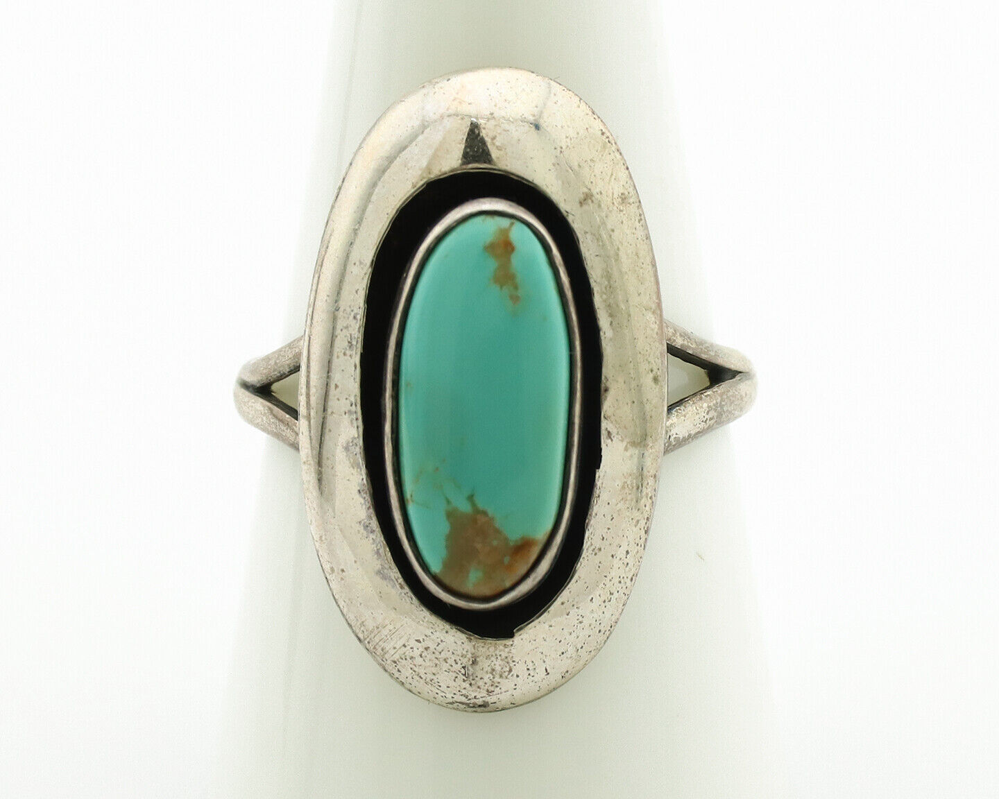Navajo Ring .925 Silver Kingman Turquoise Artist Signed M Montoya C.80's