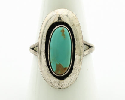 Navajo Ring .925 Silver Kingman Turquoise Artist Signed M Montoya C.80's