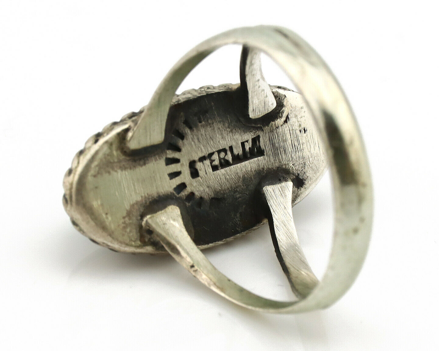 Navajo Ring .925 Silver Nevada Turquoise Artist Native American C.1980's