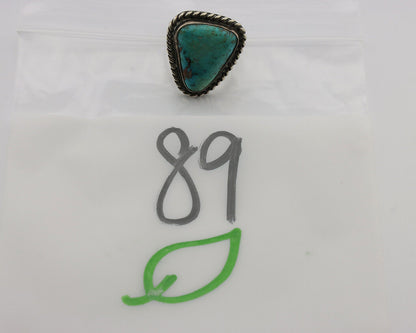 Navajo Ring .925 Silver Globe Turquoise Native American Artist C.1980's