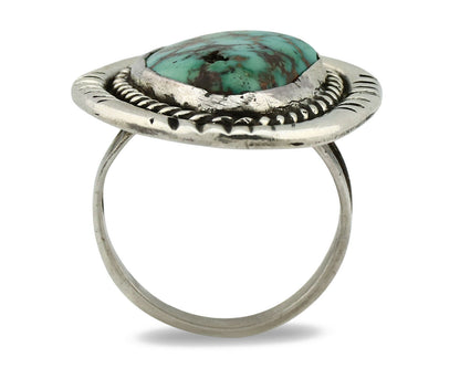 Navajo Ring .925 Silver Spiderweb Turquoise Native American Artist C.80's