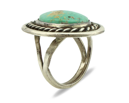Navajo Ring .925 Silver Aqua Turquoise Native American Artist C.80's