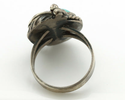 Navajo Ring .925 Silver Blue Turquoise Native American Artist C.1980's