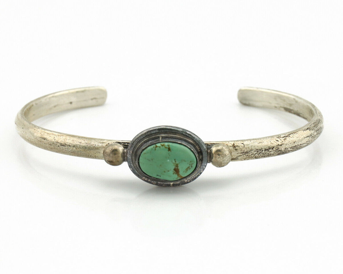 Navajo Bracelet .925 Silver Spiderweb Turquoise Native American Artist C.90's