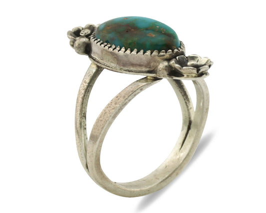 Navajo Ring .925 Silver Royston Turquoise Native American Artist C.1980's