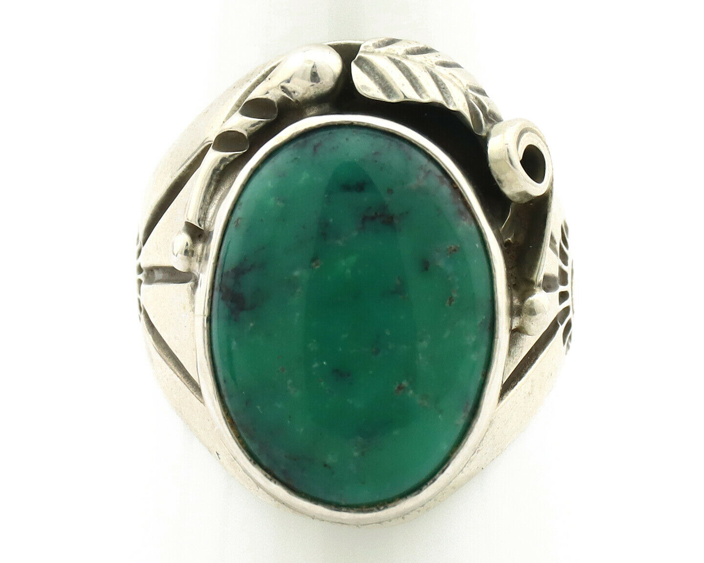Navajo Ring .925 Silver Crescent Valley Turquoise Native Artist C.80's