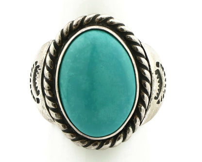 Navajo Ring .925 Silver Kingman Turquoise Artist Signed Apache C.80's