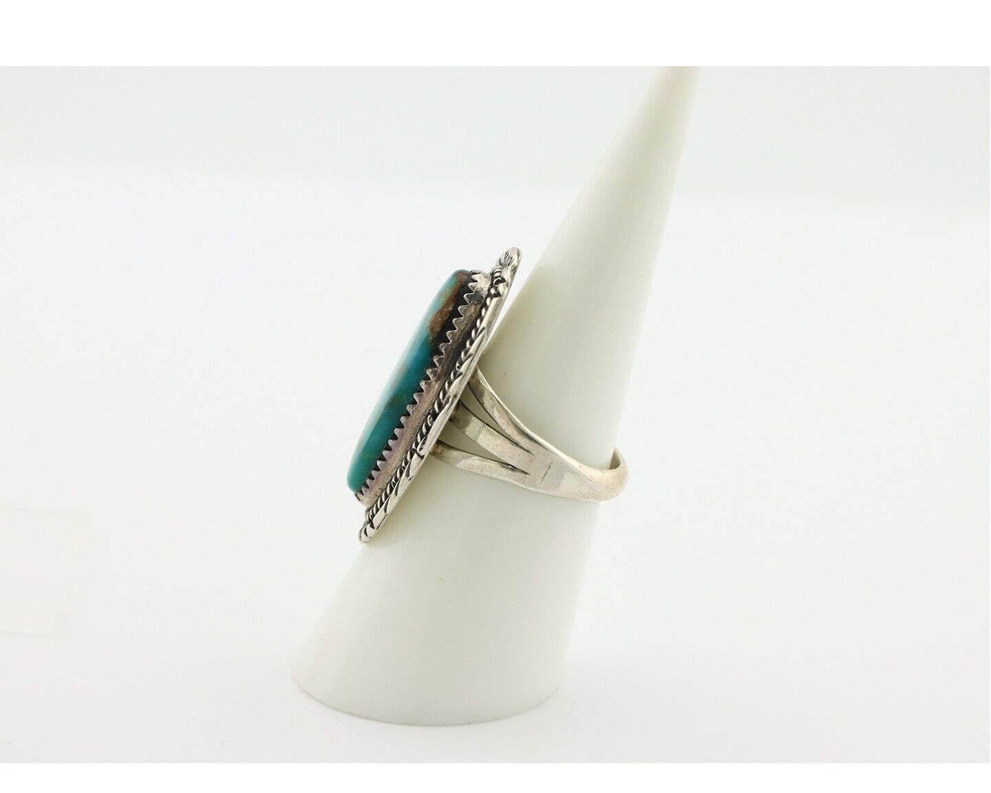 Navajo Ring .925 Silver Blue Gem Turquoise Artist Signed M Begay C.80's