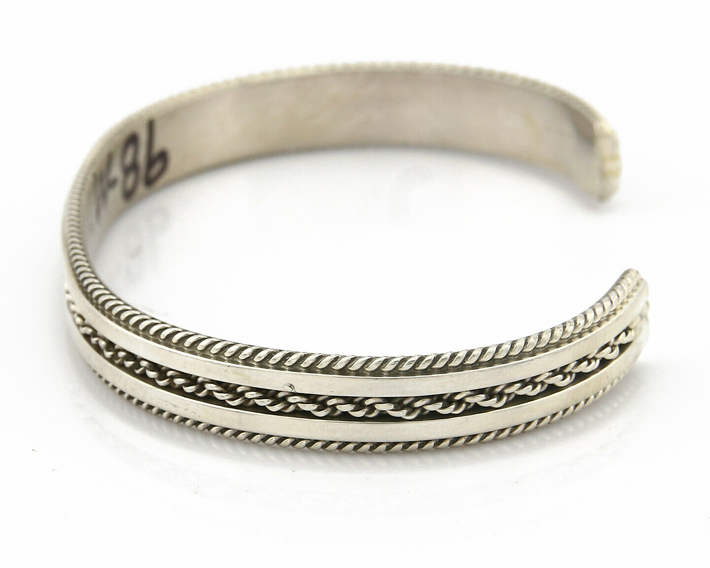 Navajo Bracelet .925 Silver Handmade Cuff Artist Signed TAHE C.80's