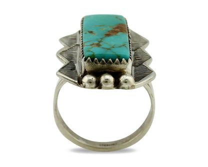 Navajo Ring .925 Silver Natural Aqua Turquoise Artist Signed S C.80's