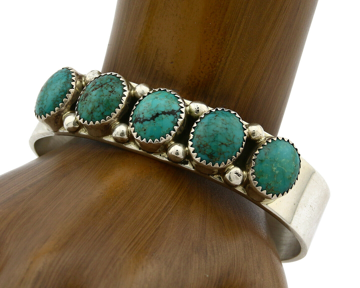 Navajo Bracelet .925 Silver Natural Turquoise Signed C Jones C.80's