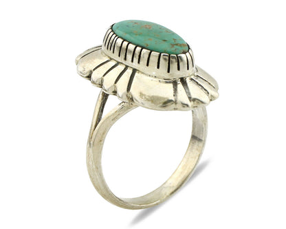 Navajo Ring .925 Silver Green Turquoise Artist Signed M Montoya C.80's
