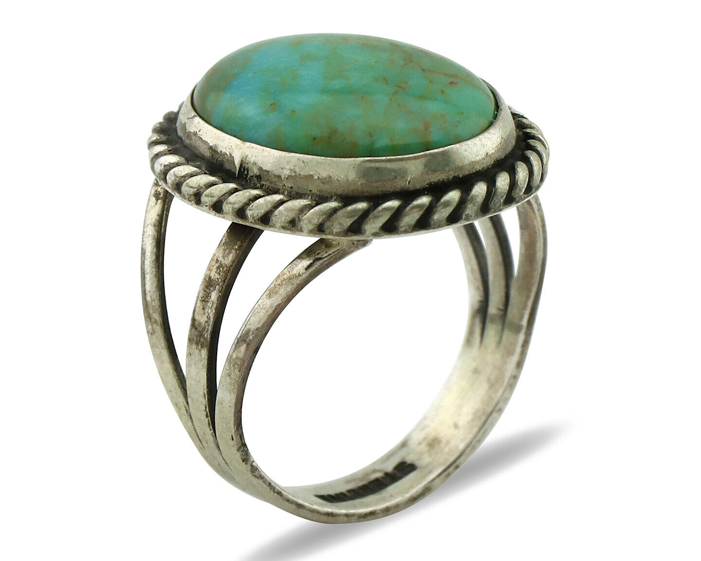Navajo Ring 925 Silver Turq Mtn Turquoise Native American Artist C.80's