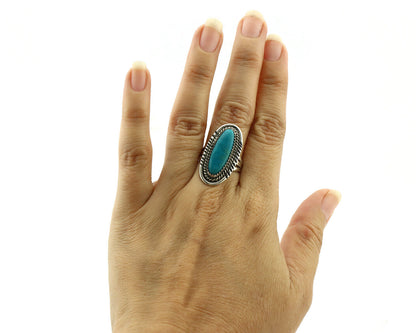 Navajo Ring 925 Silver Southwest Blue Turquoise Artist Signed Begay C.80's