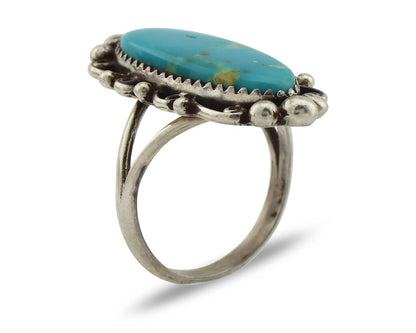 Navajo Ring .925 Silver Blue Gem Turquoise Artist Signed Billy Eagle C.80's