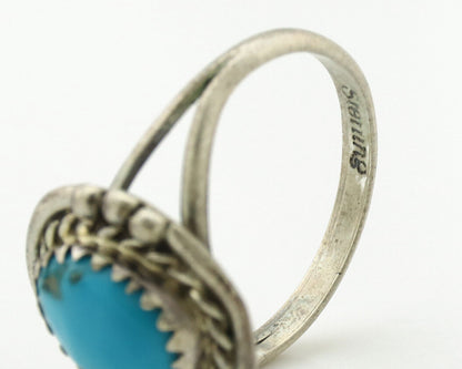 Navajo Ring .925 Silver Sleeping Beauty Turquoise Native Artist C.80's