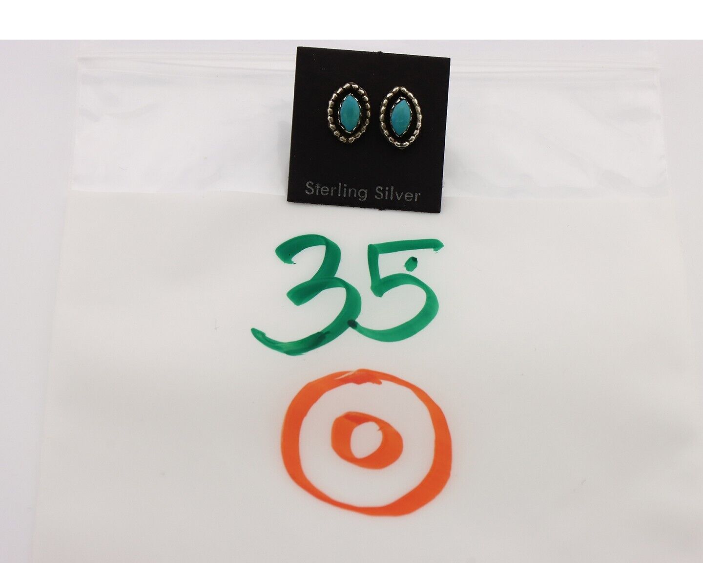 Zuni Earrings 925 Silver Sleeping Beauty Turquoise Native American Artist C.80's