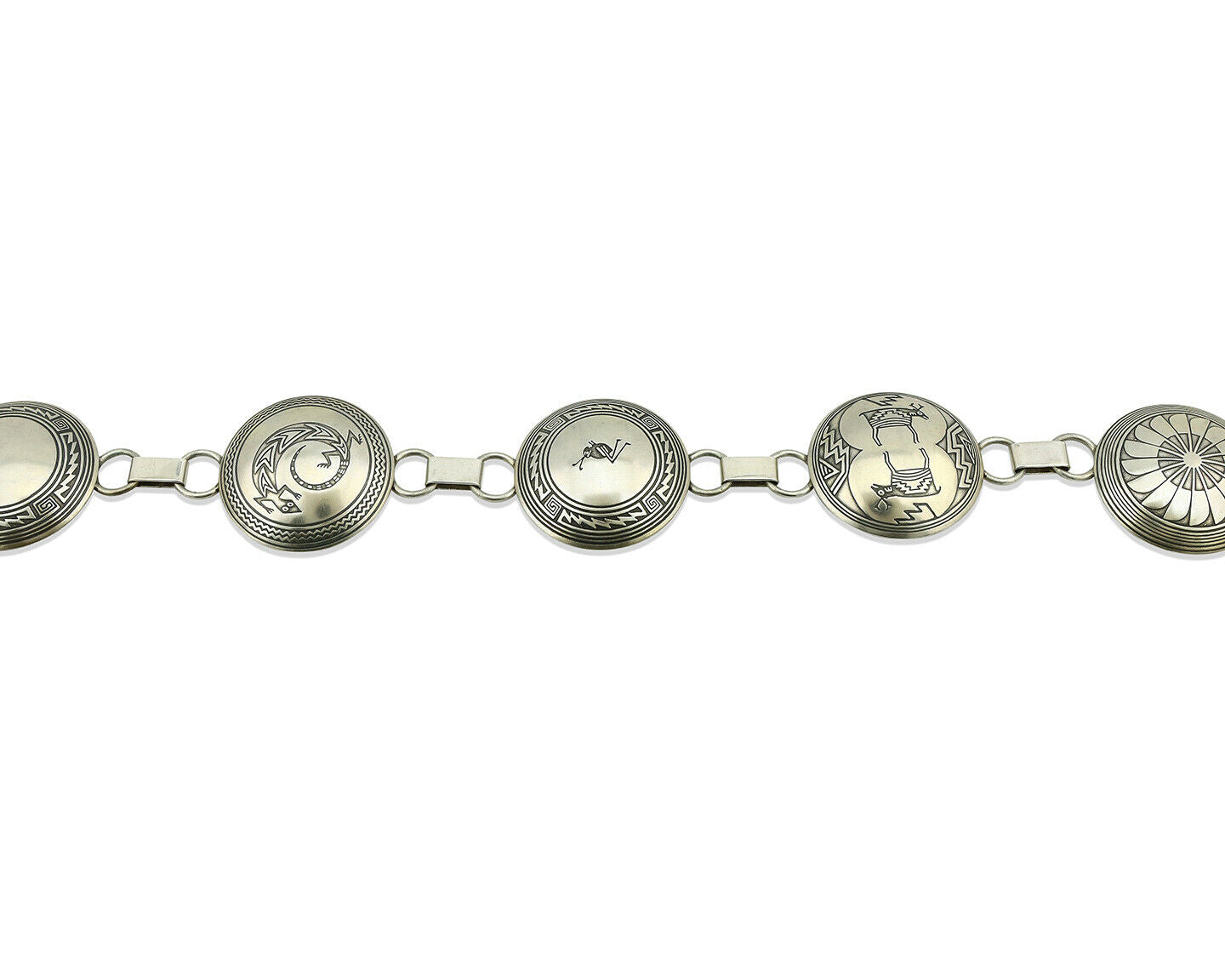 Navajo Concho Belt .925 Silver Pictograph Animal Native American C.80's