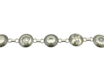 Navajo Concho Belt .925 Silver Pictograph Animal Native American C.80's