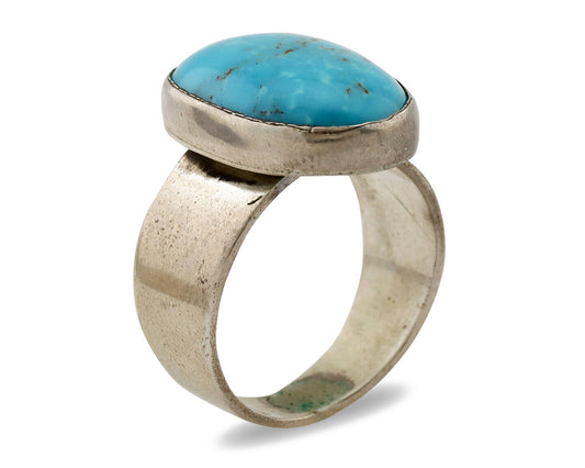 Navajo Ring .925 Silver Blue Turquoise Artist Signed C Montoya C.80's
