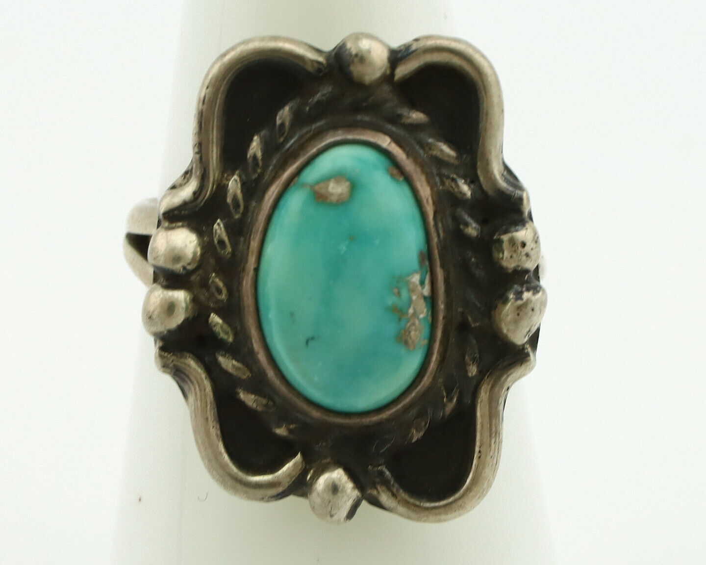 Navajo Ring .925 Silver Natural Turquoise Native American Artist C.80's