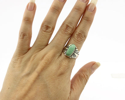 Navajo Ring .925 Silver Blue Green Arizona Turquoise Artist Signed Apache C.80's