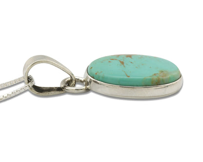 Navajo Necklace .925 Silver Kingman Turquoise Signed Gecko C.80's