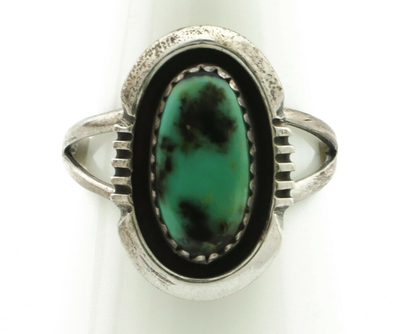 Navajo Ring .925 Silver Green Turquoise Native American Artist Handmade C.80's
