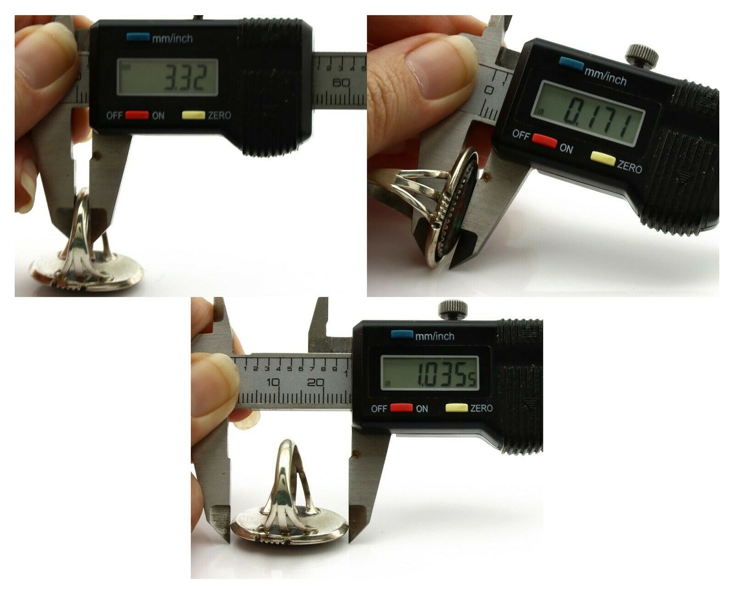 Navajo Ring .925 Silver Spiderweb Turquoise Native American Artist C.1980's