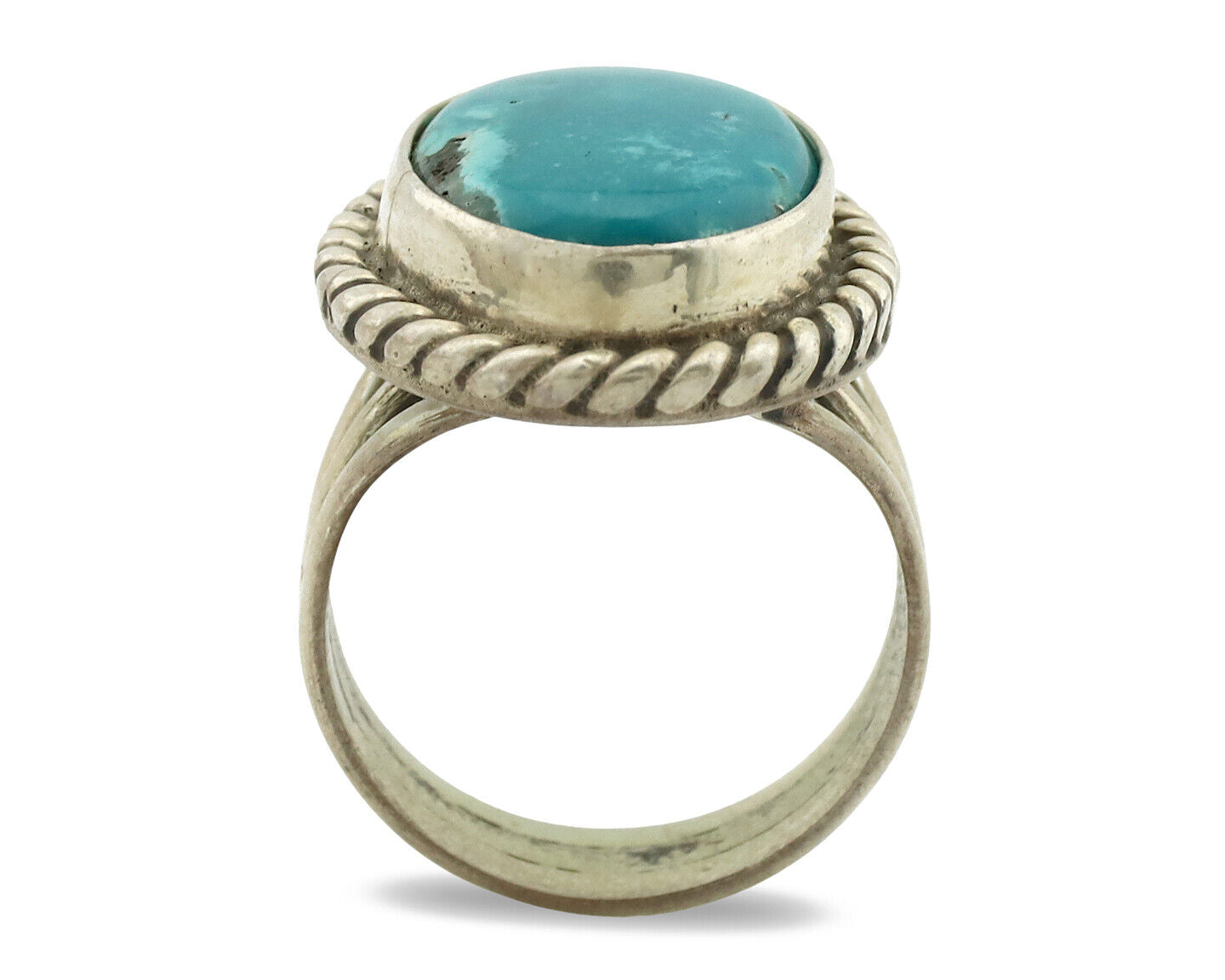 Navajo Ring .925 Silver Natural Blue Turquoise Native American Artist C.1980's
