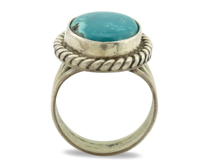 Navajo Ring .925 Silver Natural Blue Turquoise Native American Artist C.1980's