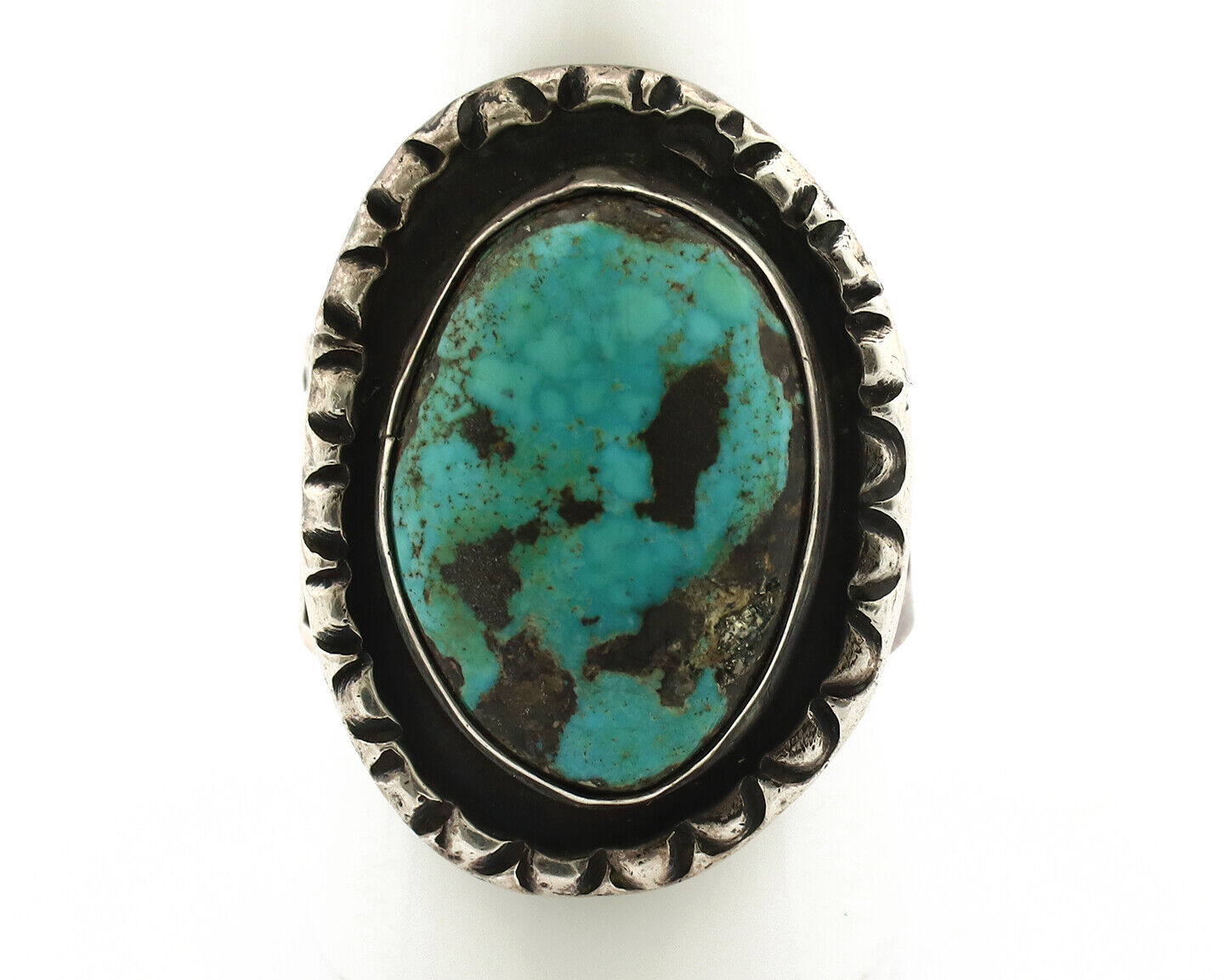 Navajo Ring 925 Silver Bisbee Turquoise Native American Artist C.1980's
