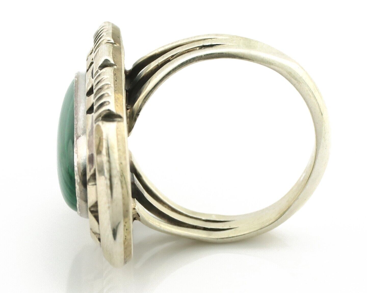 Navajo Ring 925 Silver Natural Malachite Artist Signed William Denetdale C.80's
