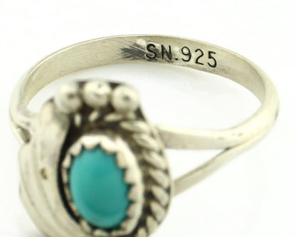 Navajo Ring .925 Silver Natural Blue Turquoise Artist Signed SN C.80's