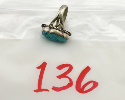 Navajo Ring .925 Silver Blue Turquoise Native American Artist C.1980's