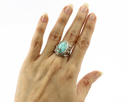 Navajo Ring .925 Silver Blue Southwest Turquoise Native American Artist C80s