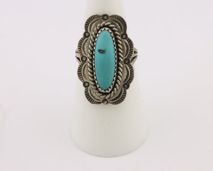 Navajo Ring .925 Silver Manassas Turquoise Native American Artist C.80's