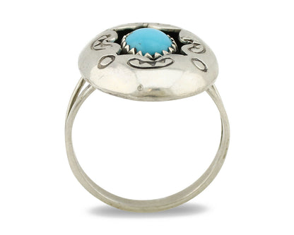 Navajo Shadow Box Ring .925 Silver Blue Turquoise Artist Signed CP C80s