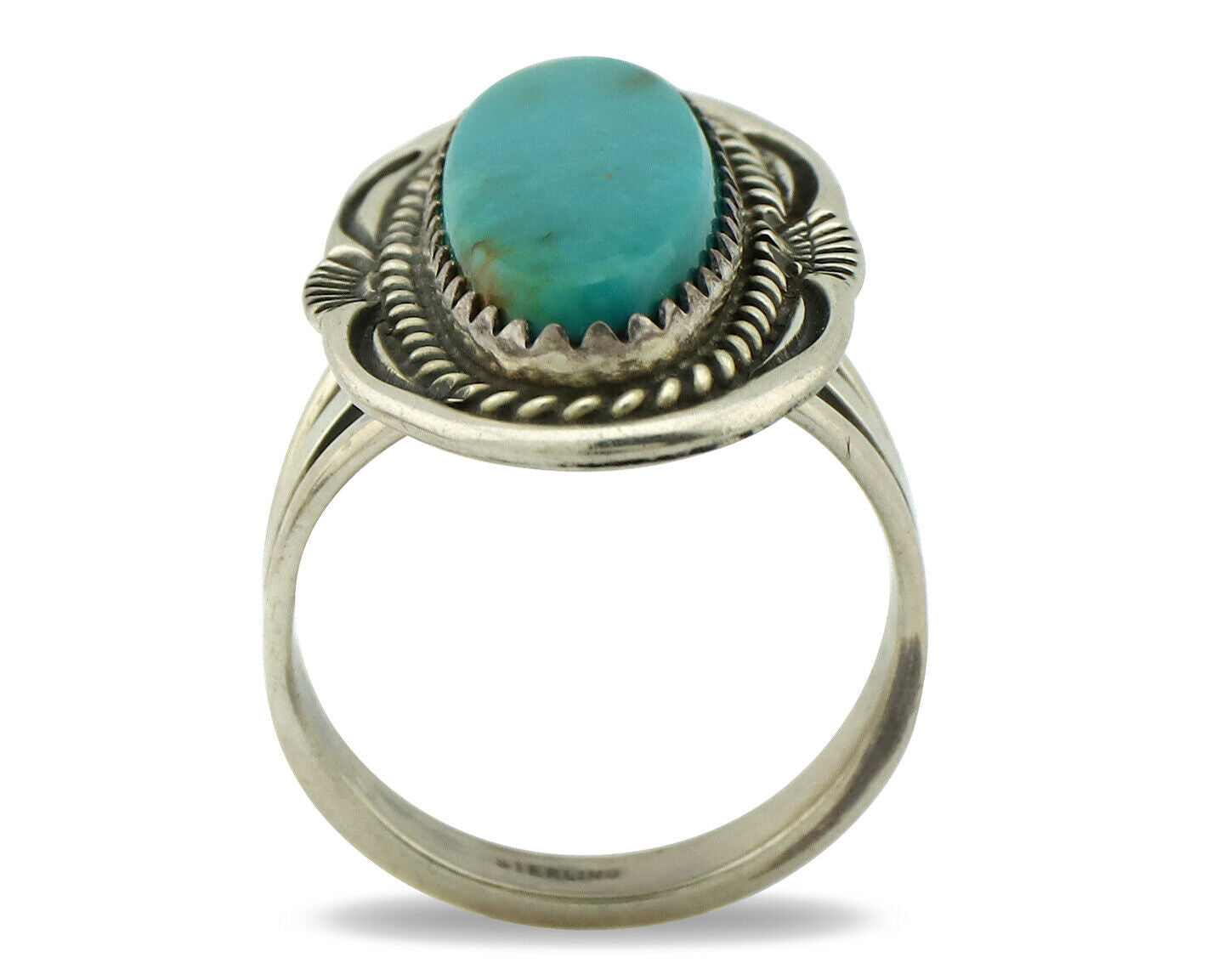 Navajo Ring 925 Silver Southwest Blue Turquoise Artist Signed Begay C.80's