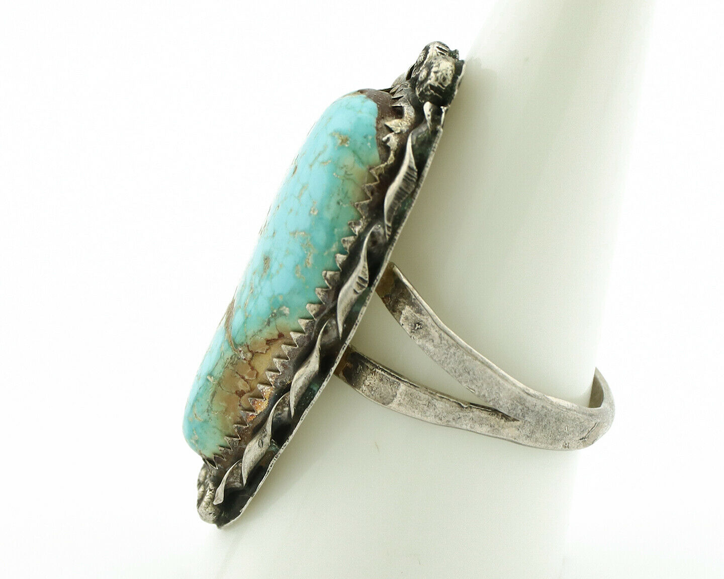 Navajo Ring .925 Silver #8 Turquoise Artist Signed James Martin C.80's